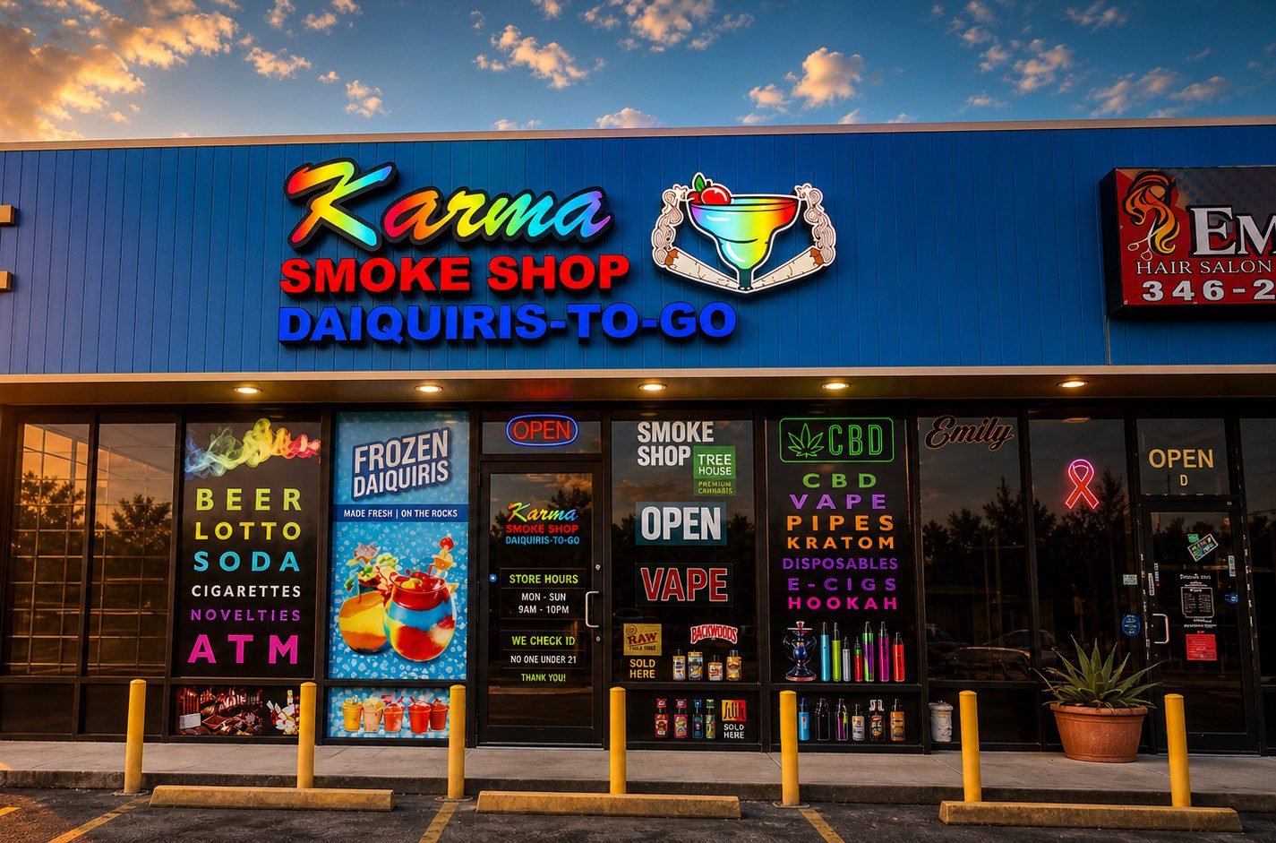 Karma Smoke Shop Houston storefront on a sunny day
